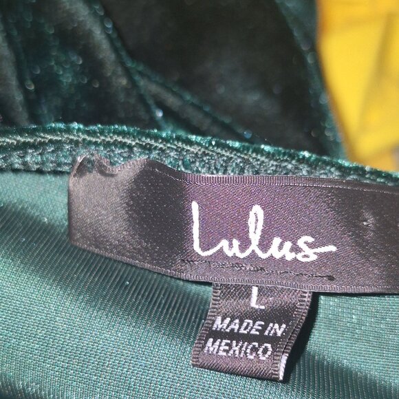 Lulus Green Velvet Formal Dress size large holiday glam gala - Picture 4 of 4